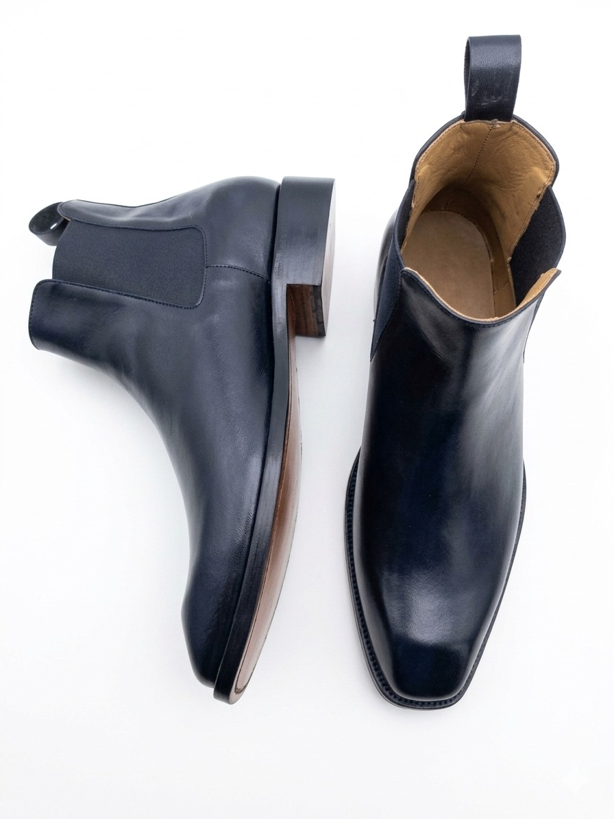 Men’s handcrafted black leather Chelsea boots