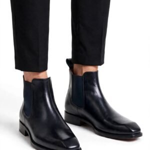 Classic Black Square-Toe Chelsea Boot - Premium Leather