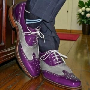 Purple Grey Brogue Shoes Men Pakistan