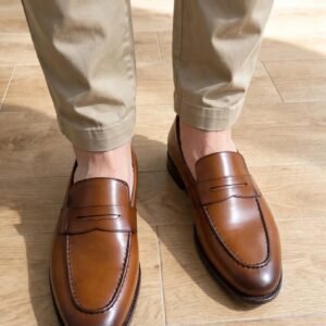 Tan Brown Penny Loafers Men